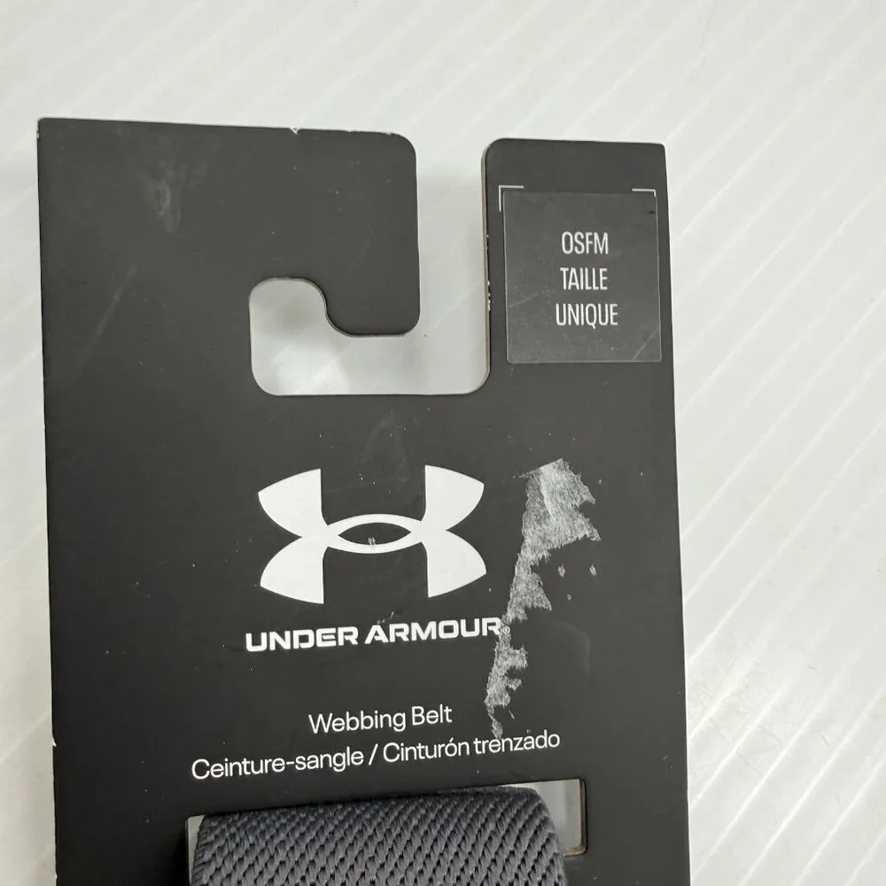 Under Armour Webbing Belt Mens OSFM Adjustable Tactical Casual Golf Gray NWT